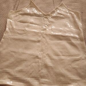 Express Cream Sequin Tank Top